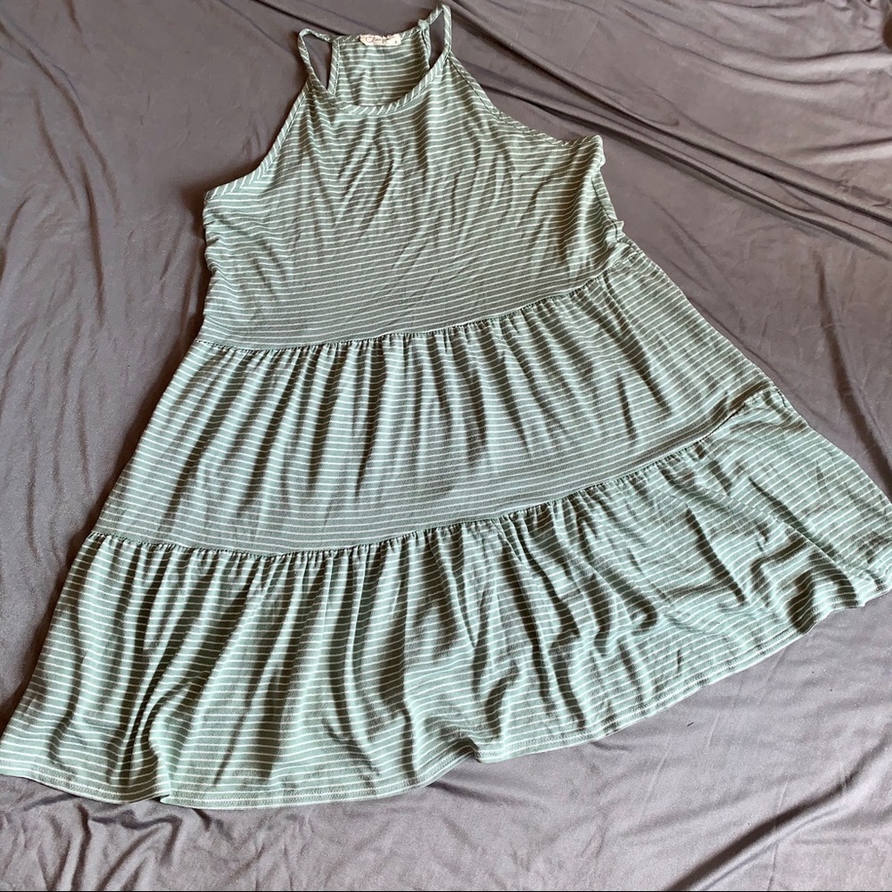 Sage and Cream Striped Dress